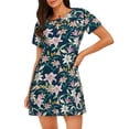 thumbnail image 1 of Fotbe Lilies Flowers Pattern Women's Cotton Nightgown Sleepwear Short Sleeves Shirt Casual Print Sleepdress, 1 of 6