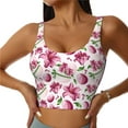 thumbnail image 1 of Fotbe Lilies Flowers Pattern Womens' Sports Bra Longline Wirefree Padded with Medium Support Sports Moisture-Wicking Workou Vest,Tank Top-Large, 1 of 9