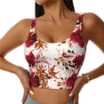 thumbnail image 1 of Fotbe Lilies Flowers Pattern Womens' Sports Bra Longline Wirefree Padded with Medium Support Sports Moisture-Wicking Workou Vest,Tank Top-Small, 1 of 9