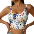 thumbnail image 1 of Fotbe Lilies Flowers Pattern Womens' Sports Bra Longline Wirefree Padded with Medium Support Sports Moisture-Wicking Workou Vest,Tank Top-XX-Large, 1 of 9