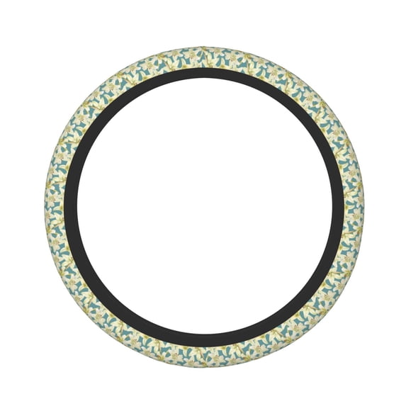 Fotbe Lilies Flowers Steering Wheel Cover Universal 15 in Car Accessories for Men Women,Steering Wheel Protector Comfortable Protective Case for SUV Sedan Decor