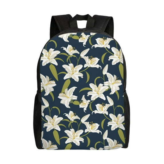 Fotbe Lilies Flowers Travel Laptop Backpack, Business Slim Sturdy Laptops Backpack, Water Resistant College School Computer Bag Gift for Men & Women Fits 15.6 Inch Notebook