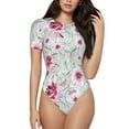 thumbnail image 1 of Fotbe Lilies Flowers Women's Crew Neck Short Sleeves Bodysuit Tops Round Neck Slim Sleeveless Soft Comfortable Basic-XX-Large, 1 of 9