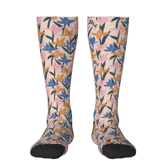 Fotbe Lilies Flowers print Women's Men's Novelty Crew Socks Cotton Socks Knee High Socks for Walking,Running,Nurses,Pregnancy