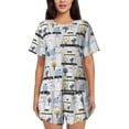 thumbnail image 1 of Fotbe Lion Hippo Elephant On The Car Print Pajama Set for Women 2 Piece Loungewear Short Sleeve Tops and Shorts Set Soft Sleepwear-X-Large, 1 of 7