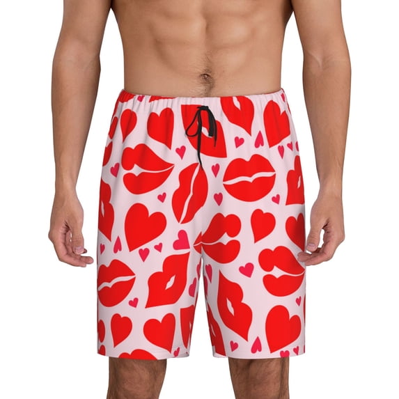 Fotbe Lips Kiss Pajama Shorts for Men, Men's Pajama Bottoms, Sleepwear,Short Pajama Pants-4X-Large