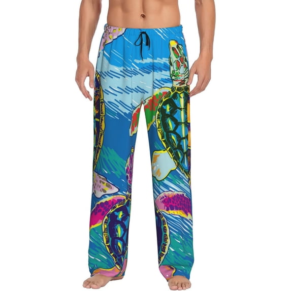 Fotbe Little Sea Turtles Men's Pajama Pants,Sleepwear Pants,Pj Bottoms Drawstring And Pockets-Small