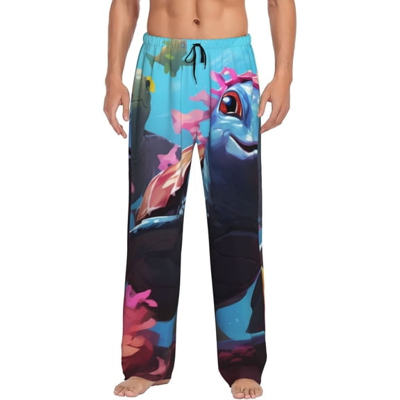 Fotbe Lively Cute Turtle Men's Pajama Pants,Sleepwear Pants,Pj Bottoms Drawstring And Pockets-Medium