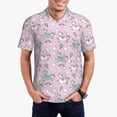 thumbnail image 1 of Fotbe Llama Unicorn and Rainbow Pattern Men’s Golf Polo Shirt – Breathable Performance Golf Shirt with Button-Down Collar-Medium, 1 of 6