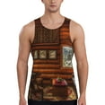 thumbnail image 1 of Fotbe Log Cabin Inside Pattern Men's Quick Dry Workout Tank Top Gym Muscle Tee Fitness Bodybuilding Sleeveless T Shirt Breathable Workout Shirt-, 1 of 9