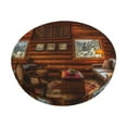 thumbnail image 1 of Fotbe Log Cabin Inside Stool Covers Round,Waterproof Round Bar Stool Covers Bar Chair Covers Washable Stool Cushion Slipcover for 12-14 Inch Chair-14 inch, 1 of 7
