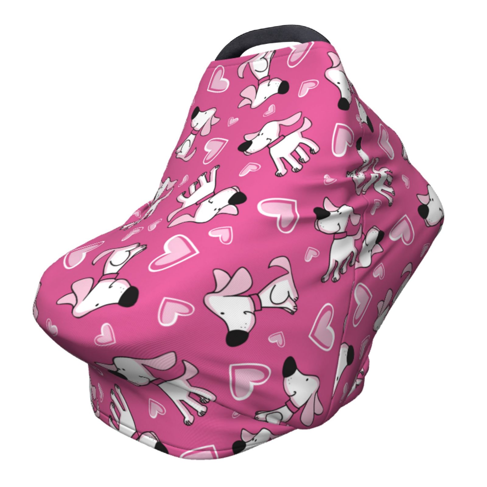 Fotbe Love Dog Pattern Car Seat Covers for Babies, Nursing Breastfeeding Cover Infant Carseat Canopy, Soft Stretchy Carrier Cover
