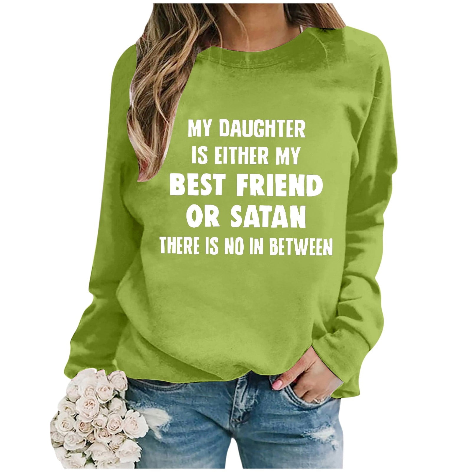 Ladies Fashion Casual Solid Color Loose Long Sleeved Letter Printed Round Neck Hoodie Cat Sweatshirts for Women Dressy Zipper Sweatshirts Women Sweatshirts Women Hoodies plus Size Women 5x Pretty