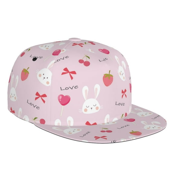 Fotbe Love Rabbit Flat Bill Visor Cap Classic Snapback Hat Polyester Foam Trucker Hat Trucker Cap Adjustable Baseball Cap