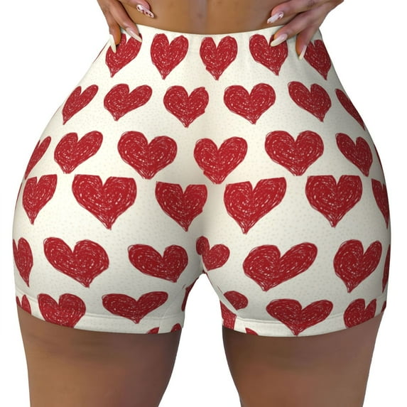 Fotbe Love Seamless Shorts, Womens Workout Shorts High Waist Stretch Booty Short for Gym/Yoga/Running/Biking-Small