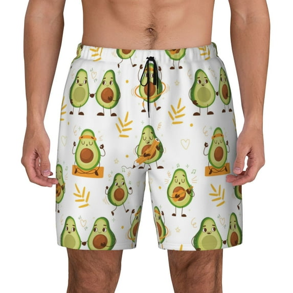 Fotbe Lovely Avocado Men’s Swim Trunks Quick Dry Swim Shorts Board Shorts with Mesh Lining-Small