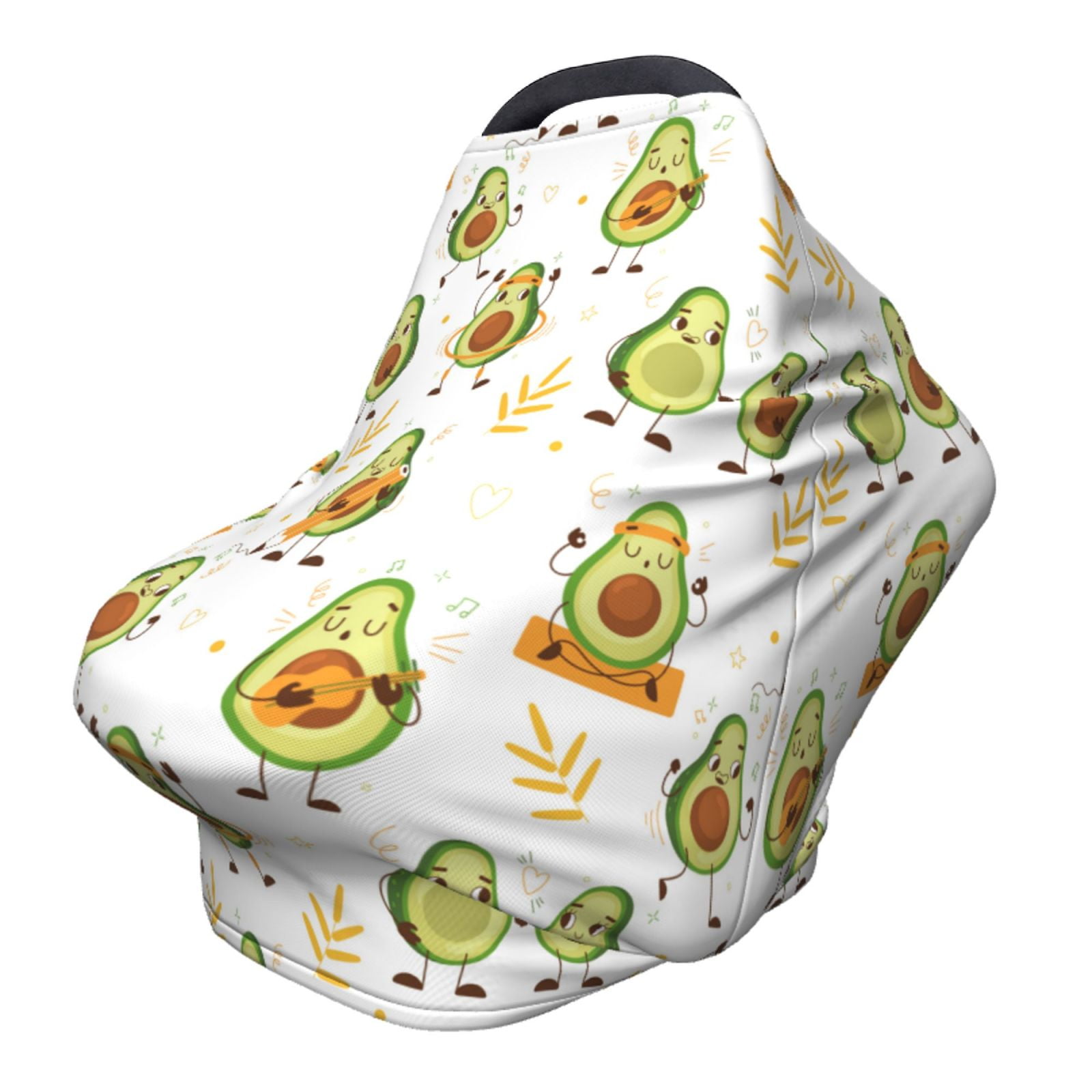 Fotbe Lovely Avocado Pattern Car Seat Covers for Babies, Nursing Breastfeeding Cover Infant Carseat Canopy, Soft Stretchy Carrier Cover
