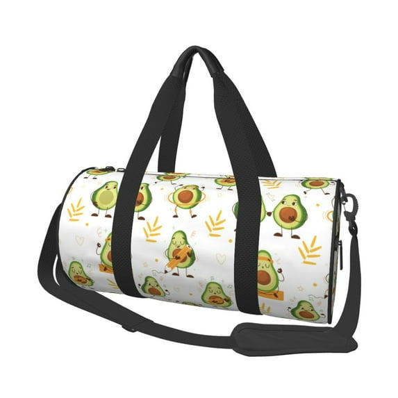 Fotbe Lovely Avocado Pattern Foldable Sports Gym Bag with Wet Dry Pocket, Ultralight Travel Bag, Large Capacity Duffel Bag, Splash Proof Carry on Bag, Overnight Bag, Weekender Bag