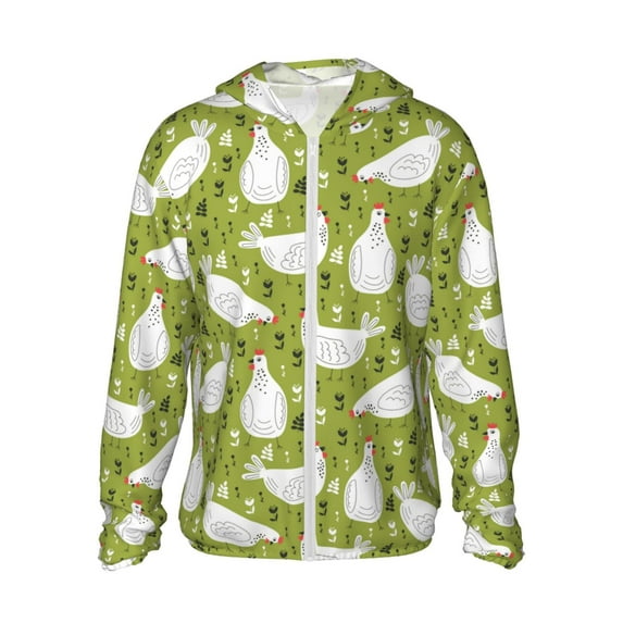 Fotbe Lovely Chickens Men's Women's UPF 50+ Sun Protection Jacket Hooded Cooling Shirt with Pockets Hiking Outdoor Performance-X-Large