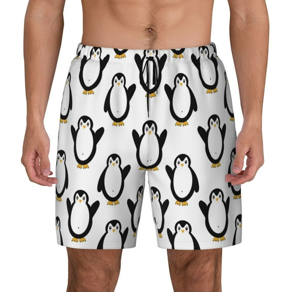 Fotbe Lovely Penguin Men’s Swim Trunks Quick Dry Swim Shorts Board Shorts with Mesh Lining-XX-Large