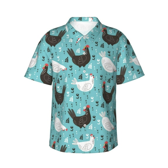 Fotbe Lovely Roosters Hawaiian Shirt For Men Unisex Summer Beach Casual Short Sleeve Cotton Linen Button Down Shirts-Xx-Large