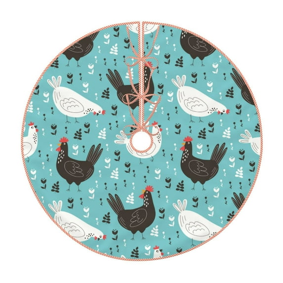 Fotbe Lovely Roosters Pattern Christmas Tree Skirt, Tree Skirts Plush Christmas Decorations, Christmas Tree Skirts Xmas Decorations Holiday Party Decor-36"