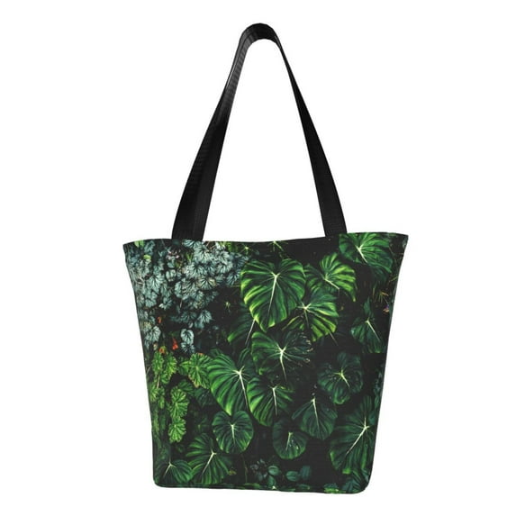 Fotbe Lush Foliage Green Plant Pattern Beach Tote,Shoulder Handbag,Spacious Tote Bag,Lightweight Travel Bag,Versatile Shopping Bag
