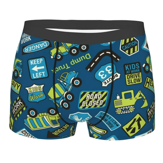 Fotbe Machinery Road Construction Men’s Total Support Pouch Boxer Briefs, X-Temp Cooling, Moisture-Wicking Underwear, Regular, Long-leg and Trunk-Medium