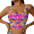 thumbnail image 1 of Fotbe Magic Mushrooms Pattern Womens' Sports Bra Longline Wirefree Padded with Medium Support Sports Moisture-Wicking Workou Vest,Tank Top-Large, 1 of 9