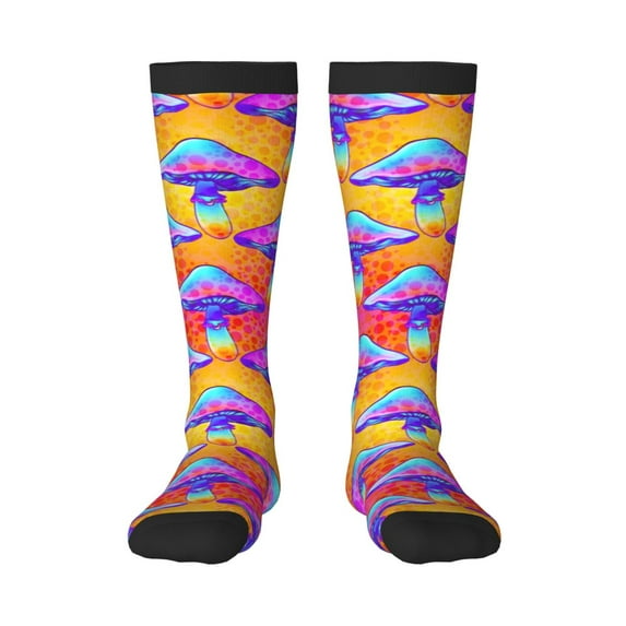 Fotbe Magic Mushrooms print Women's Men's Novelty Crew Socks Cotton Socks Knee High Socks for Walking,Running,Nurses,Pregnancy