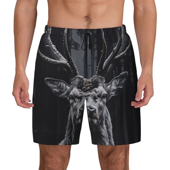 Fotbe Majestic Forest Stag Men’s Swim Trunks Quick Dry Swim Shorts Board Shorts with Mesh Lining-XX-Large