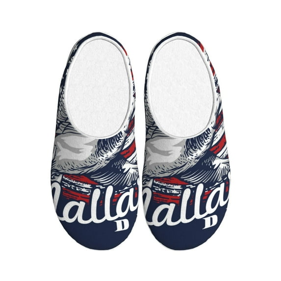 Fotbe Mallard Duck With American Flag Pattern Women's Fuzzy Curly Fur Memory Foam Loafer Slippers Indoor Outdoor Slippers Winter Home Shoes-46/47
