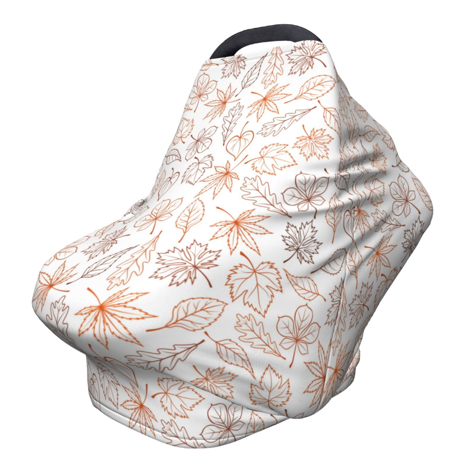 Fotbe Maple Leaves Pattern Car Seat Covers for Babies, Nursing Breastfeeding Cover Infant Carseat Canopy, Soft Stretchy Carrier Cover