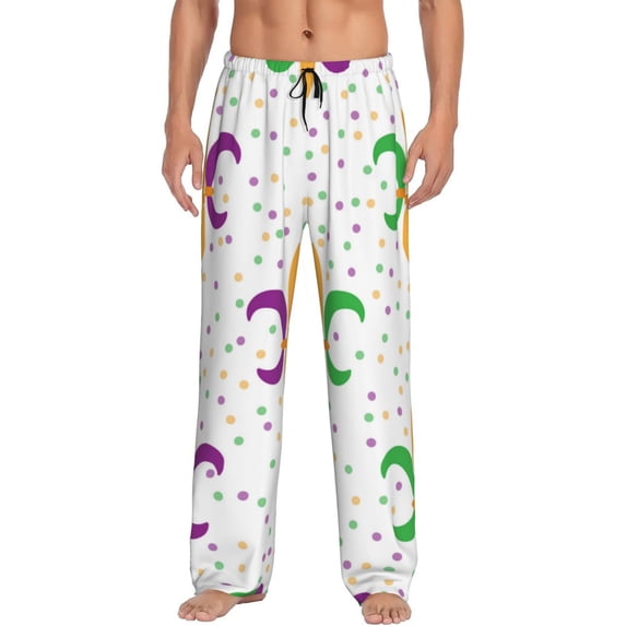 Fotbe Mardi Gras Carnival1 Men's Pajama Pants,Sleepwear Pants,Pj Bottoms Drawstring And Pockets-Medium
