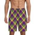 thumbnail image 1 of Fotbe Mardi Gras Plaid Pajama Shorts for Men, Men's Pajama Bottoms, Sleepwear,Short Pajama Pants-X-Large, 1 of 9