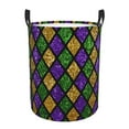 thumbnail image 1 of Fotbe Mardi Gras Shiny Green Purple Laundry Basket with Handles, Waterproof Large Laundry Hamper, Wash Bag for Corner Dorm, Rolling Laundry Basket with Handles-Medium, 1 of 8