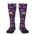 thumbnail image 1 of Fotbe Mardi Gras and Donuts print Women's Men's Novelty Crew Socks Cotton Socks Knee High Socks for Walking,Running,Nurses,Pregnancy, 1 of 9