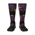 thumbnail image 1 of Fotbe Mardi Gras with Flamingo print Women's Men's Novelty Crew Socks Cotton Socks Knee High Socks for Walking,Running,Nurses,Pregnancy, 1 of 9