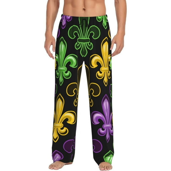 Fotbe Mardi Gras1 Men's Pajama Pants,Sleepwear Pants,Pj Bottoms Drawstring And Pockets-Medium