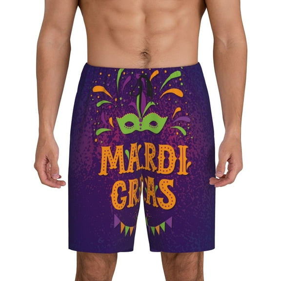 Fotbe Mardi Gras2 Pajama Shorts for Men, Men's Pajama Bottoms, Sleepwear,Short Pajama Pants-Small