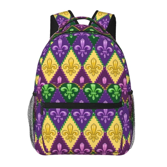 Fotbe Mardi Gras4 Pattern Casual Backpack for School, Travel, and Outdoor Activities - Durable, Lightweight, and Comfortable