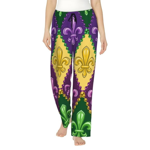 Fotbe Mardi Gras4 Women's Pajama Pants,Sleepwear Pants,Pj Bottoms Drawstring And Pockets-XX-Large