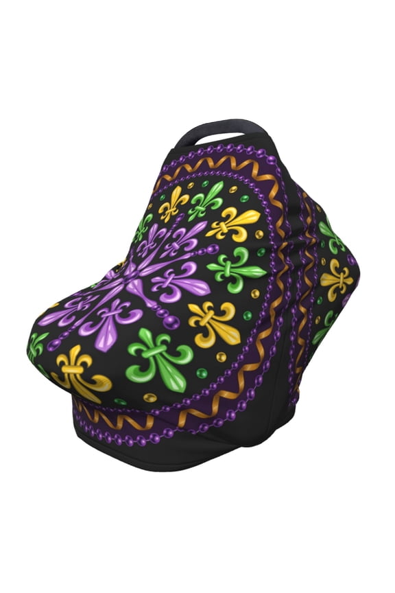 Fotbe Mardi Gras5 Pattern Car Seat Covers for Babies, Nursing Breastfeeding Cover Carseat Canopy, Soft Stretchy Carrier Cover