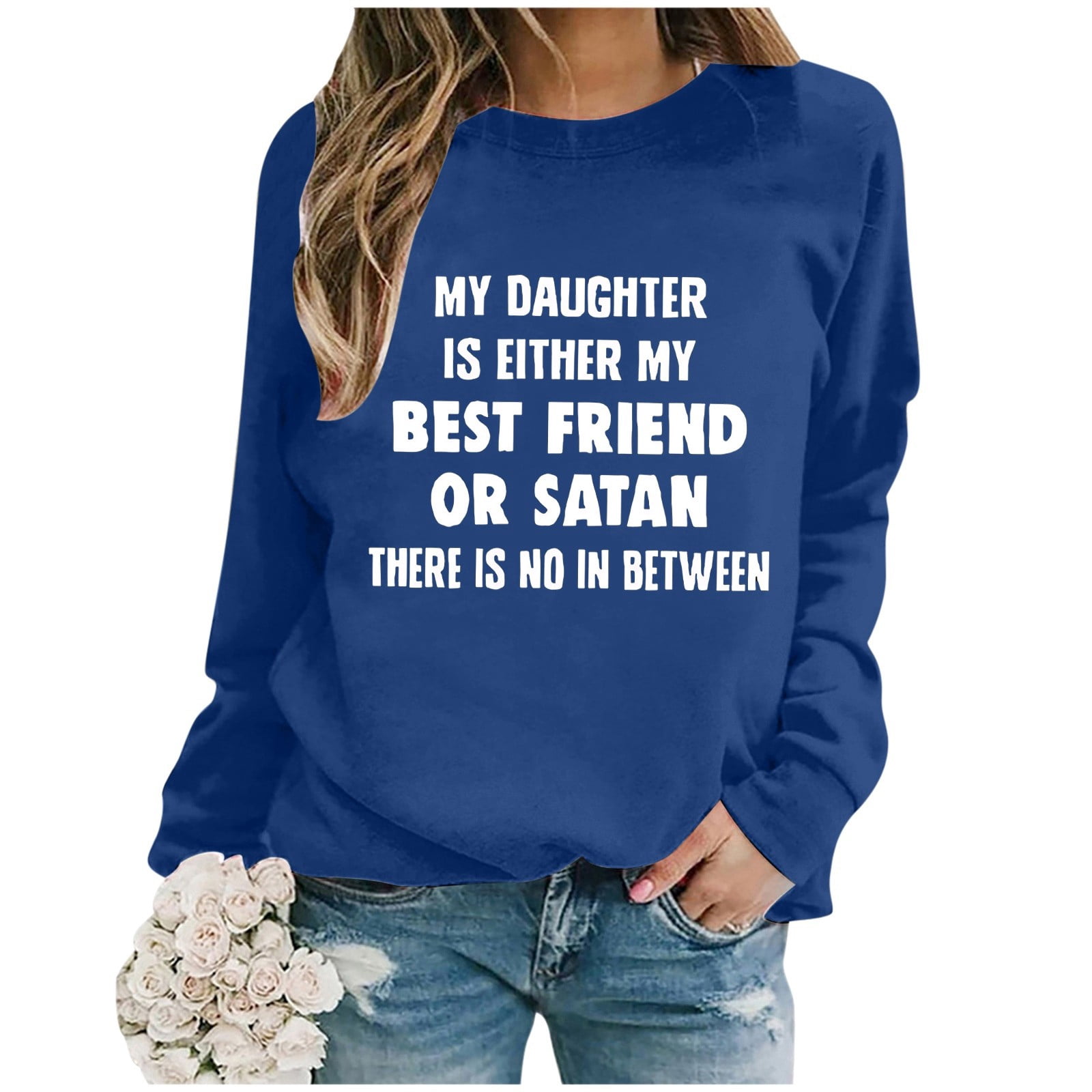 Ladies Fashion Casual Solid Color Loose Long Sleeved Letter Printed Round Neck Hoodie Cat Sweatshirts for Women Dressy Zipper Sweatshirts Women Sweatshirts Women Hoodies plus Size Women 5x Pretty