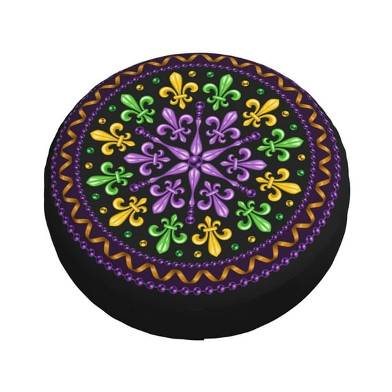 Fotbe Mardi Gras5 Spare Tire Cover Thickening Universal Fit for Jeep, Trailer, RV, SUV, Truck, Tough Tire Wheel Soft Cover-15 inch