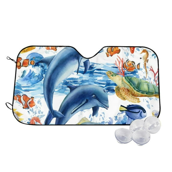 Fotbe Marine Animals Car Windshield Sunshade | Sun Visor Protector Front Window Shade, Keeps Out UV Rays, Keeps Your Vehicle Cool-Medium
