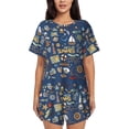 thumbnail image 1 of Fotbe Marine Nautical Print Pajama Set for Women 2 Piece Loungewear Short Sleeve Tops and Shorts Set Soft Sleepwear-Small, 1 of 7