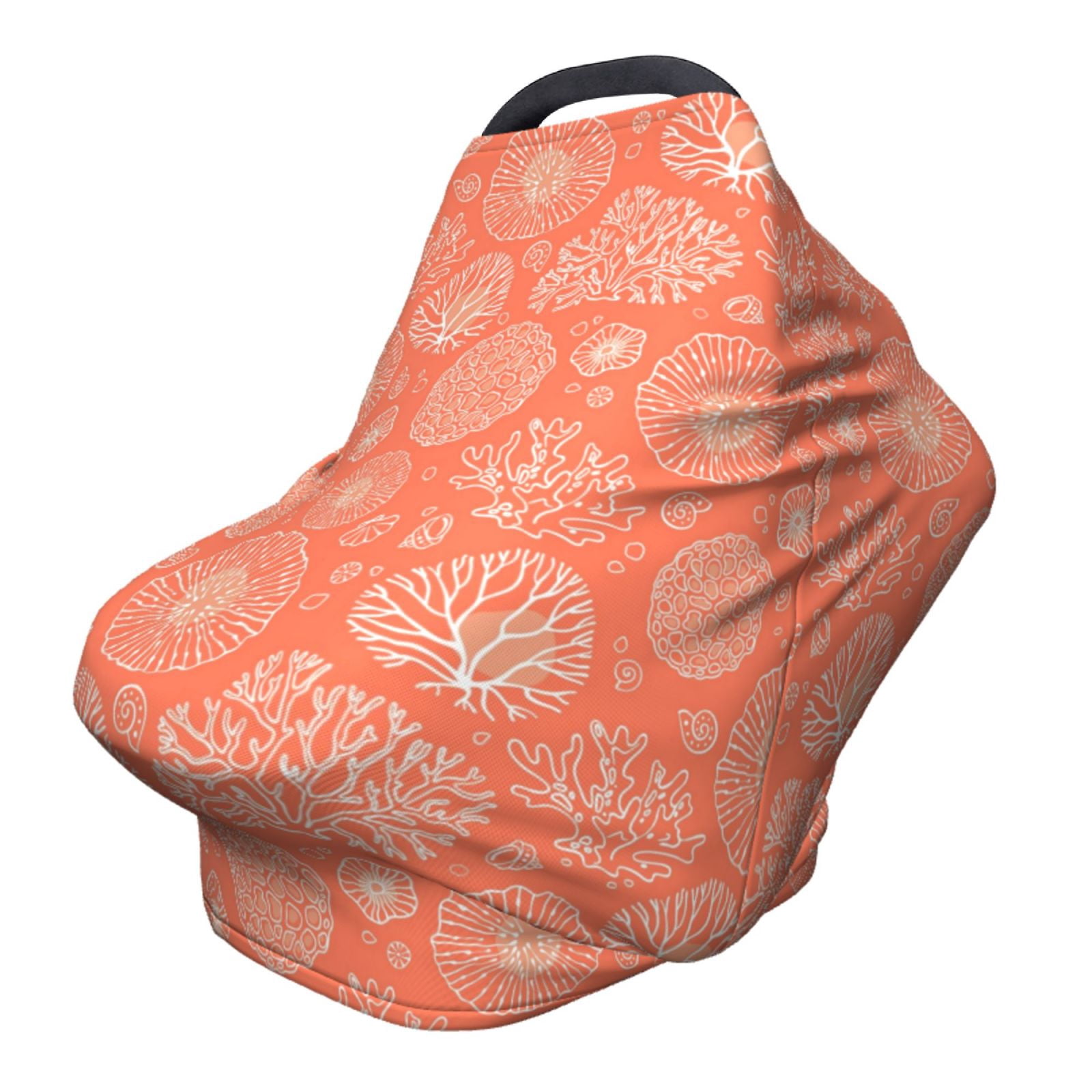 Fotbe The Marine Theme With Beautiful Corals Pattern Car Seat Covers for Babies, Nursing Breastfeeding Cover Infant Carseat Canopy, Soft Stretchy Carrier Cover