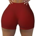 thumbnail image 1 of Fotbe Maroon Seamless Shorts, Womens Workout Shorts High Waist Stretch Booty Short for Gym/Yoga/Running/Biking-Small, 1 of 9