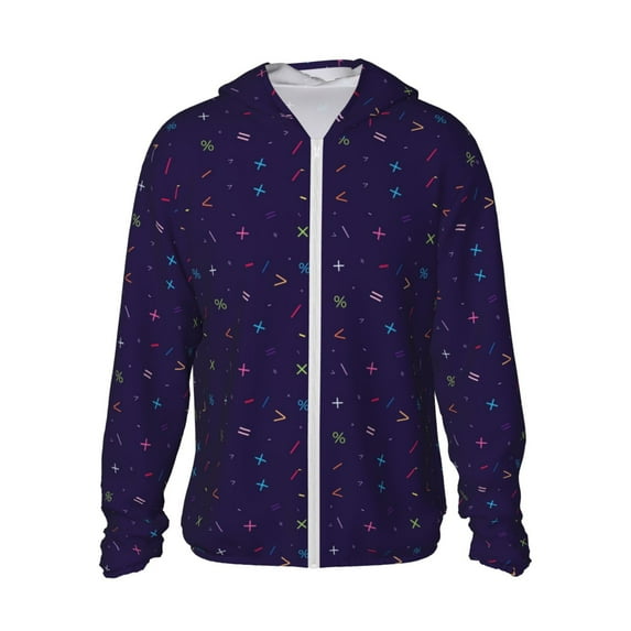 Fotbe Mathematical Symbols Men's Women's UPF 50+ Sun Protection Jacket Hooded Cooling Shirt with Pockets Hiking Outdoor Performance-Small